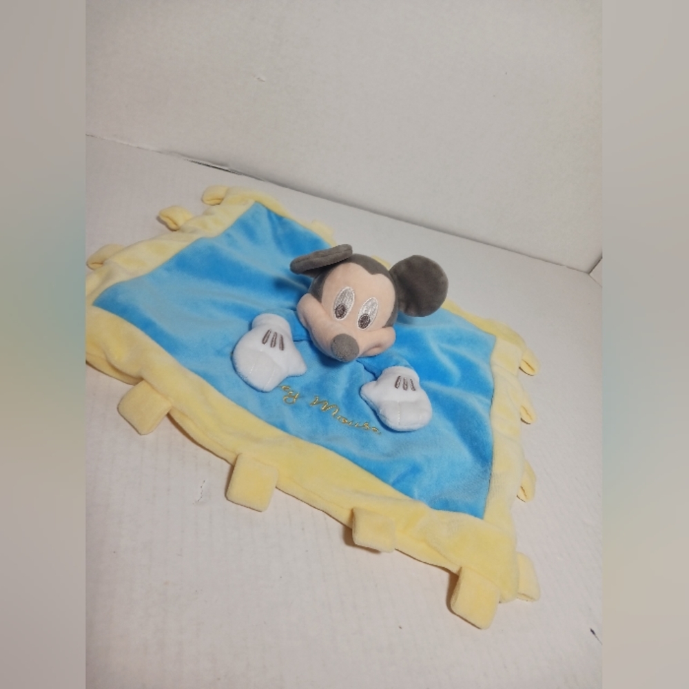 Disney Parks Merch Mickey Mouse Blue & Yellow Baby Lovey Crinkle Soft